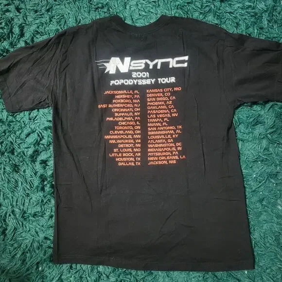 Vintage 2001 *NSYNC PopOdyssey Tour Tee Black XL Boy Band Shirt 23x31 - Picture 2 of 8